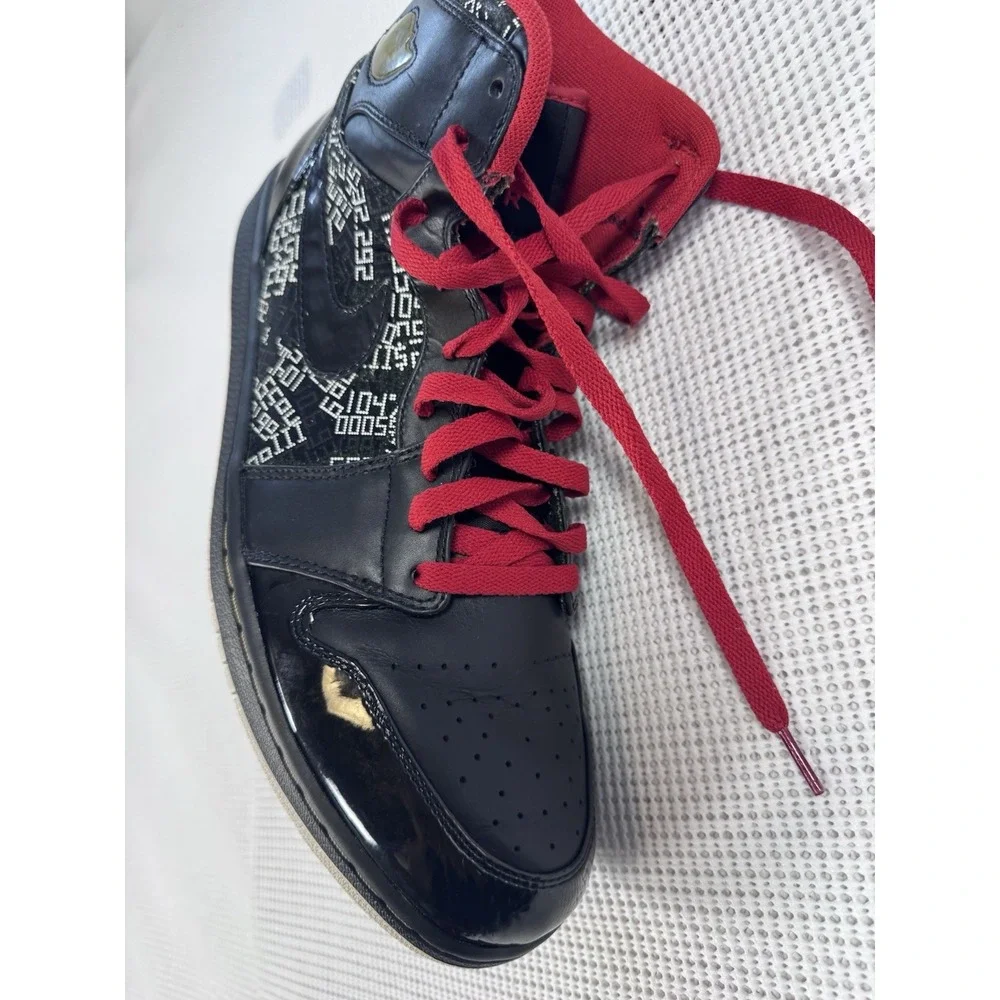 Jordan 1 Phat Mid Black Red Graphic Print Mens Sneakers 374998-012 Size 13